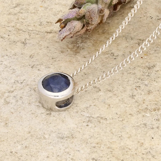 Get your Natural Blue Sapphire Round Tube Set Pendant Necklace in 925 Sterling Silver | 45cm Chain online now or in store at Forever Gems in Franschhoek, South Africa