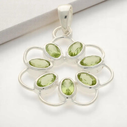 Ethereal Peridot Flower in Sterling Silver