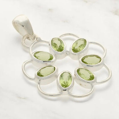 Ethereal Peridot Flower in Sterling Silver