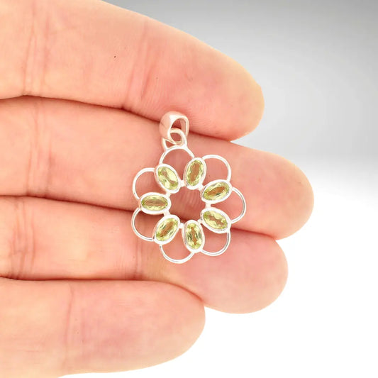 Ethereal Peridot Flower in Sterling Silver