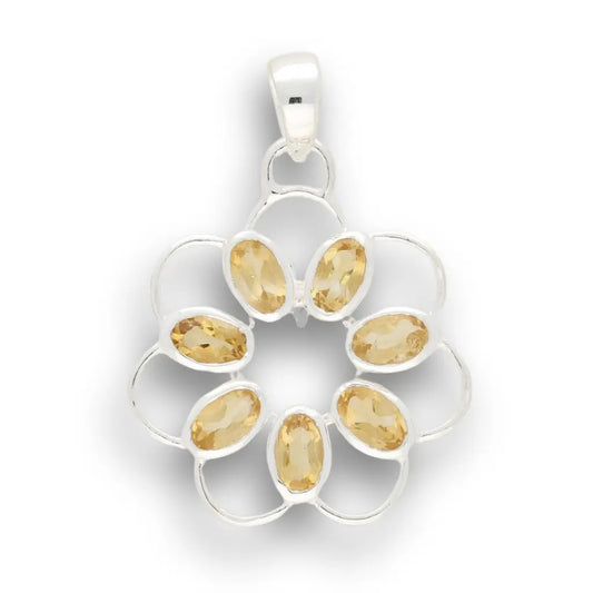 Sunny Citrine Flower in Sterling Silver