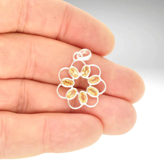 Sunny Citrine Flower in Sterling Silver