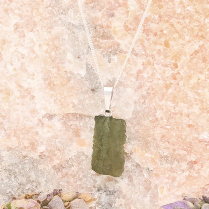 Get your Authentic Czech Moldavite Sterling Silver Pendant Necklace online now or in store at Forever Gems in Franschhoek, South Africa
