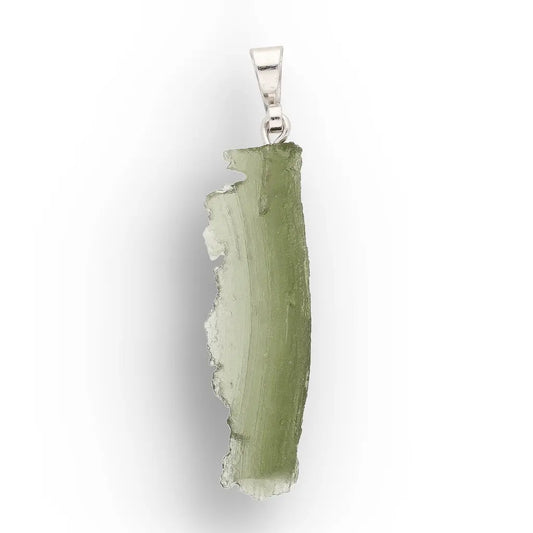 Authentic Natural Moldavite Sterling Silver Chain Necklace