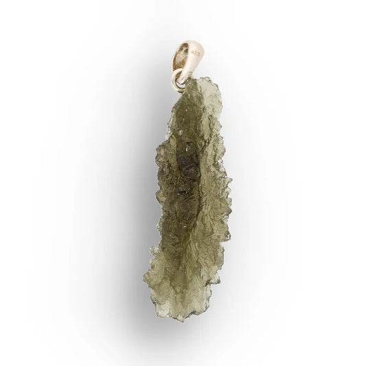 Authentic Moldavite Sterling Silver Bail Pendant Necklace