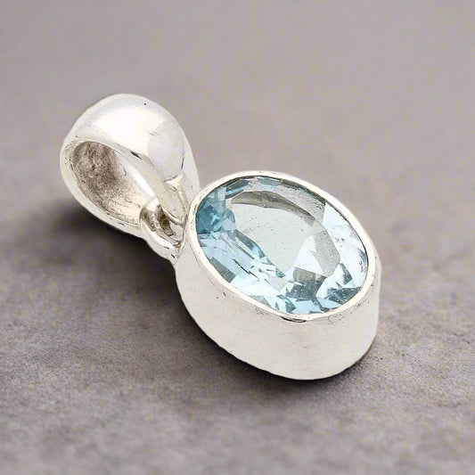 Buy your Classic Oval Blue Topaz Sterling Silver Pendant online now or in store at Forever Gems in Franschhoek, South Africa