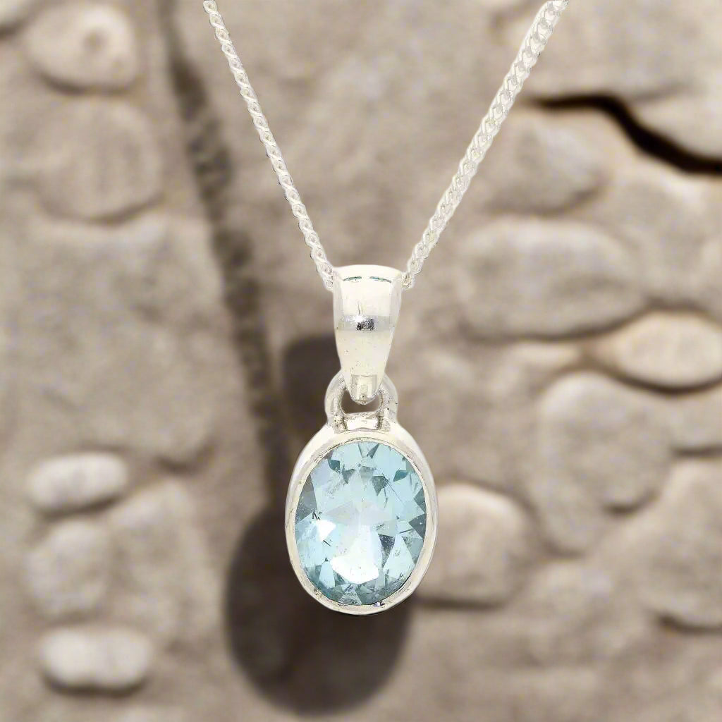 Buy your Classic Oval Blue Topaz Sterling Silver Pendant online now or in store at Forever Gems in Franschhoek, South Africa