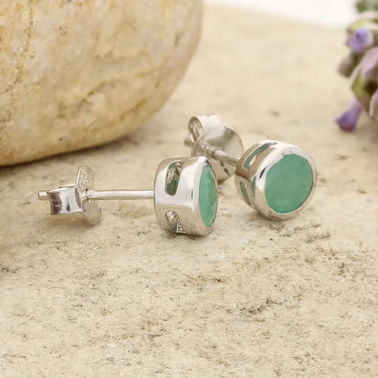 Get your Emerald Tube Set Stud Earrings 6mm Silver online now or in store at Forever Gems in Franschhoek, South Africa