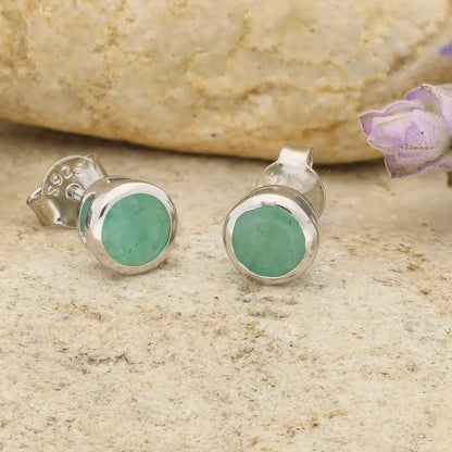 Get your Emerald Tube Set Stud Earrings 6mm Silver online now or in store at Forever Gems in Franschhoek, South Africa
