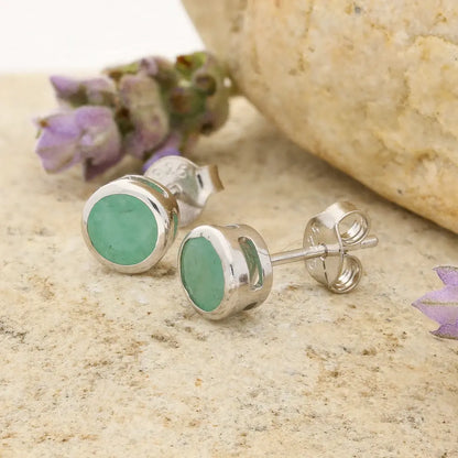 Get your Emerald Tube Set Stud Earrings 6mm Silver online now or in store at Forever Gems in Franschhoek, South Africa