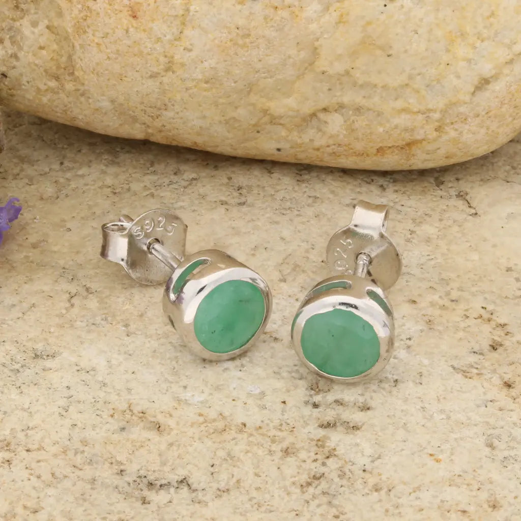 Get your Emerald Tube Set Stud Earrings 6mm Silver online now or in store at Forever Gems in Franschhoek, South Africa