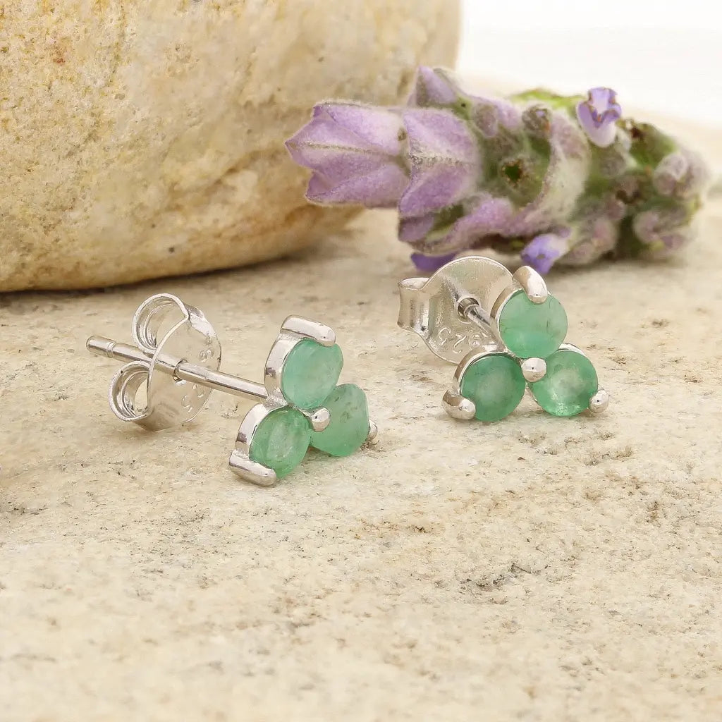 Get your Emerald Trio Flower Stud Earrings 6.5mm online now or in store at Forever Gems in Franschhoek, South Africa