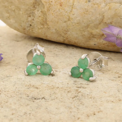Get your Emerald Trio Flower Stud Earrings 6.5mm online now or in store at Forever Gems in Franschhoek, South Africa