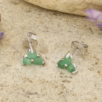 Get your Emerald Trio Flower Stud Earrings 6.5mm online now or in store at Forever Gems in Franschhoek, South Africa