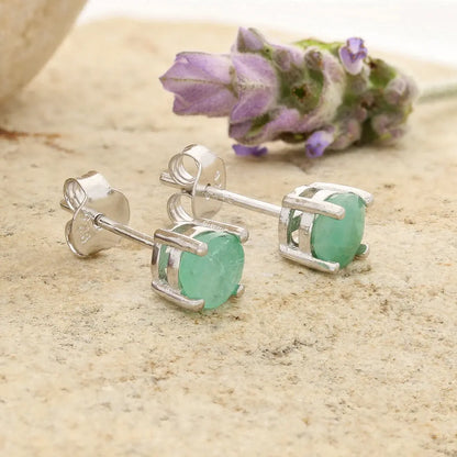 Get your Emerald Classic Stud Earrings 5mm Silver online now or in store at Forever Gems in Franschhoek, South Africa