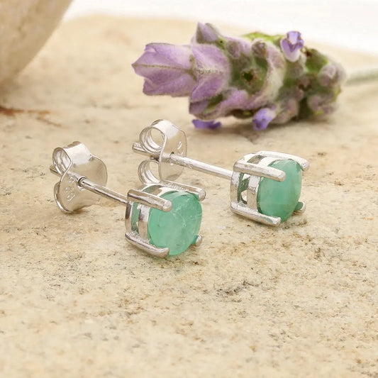 Get your Emerald Classic Stud Earrings 5mm Silver online now or in store at Forever Gems in Franschhoek, South Africa