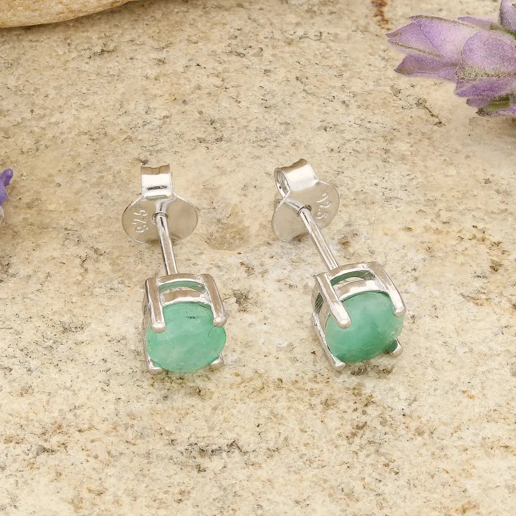 Get your Emerald Classic Stud Earrings 5mm Silver online now or in store at Forever Gems in Franschhoek, South Africa