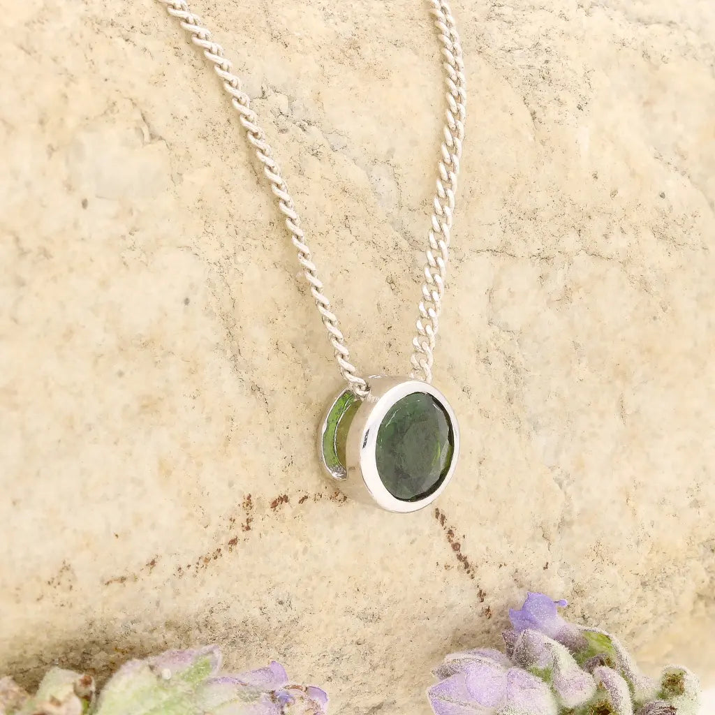 Get your Chrome Diopside Green Glow Slider Necklace 6mm online now or in store at Forever Gems in Franschhoek, South Africa