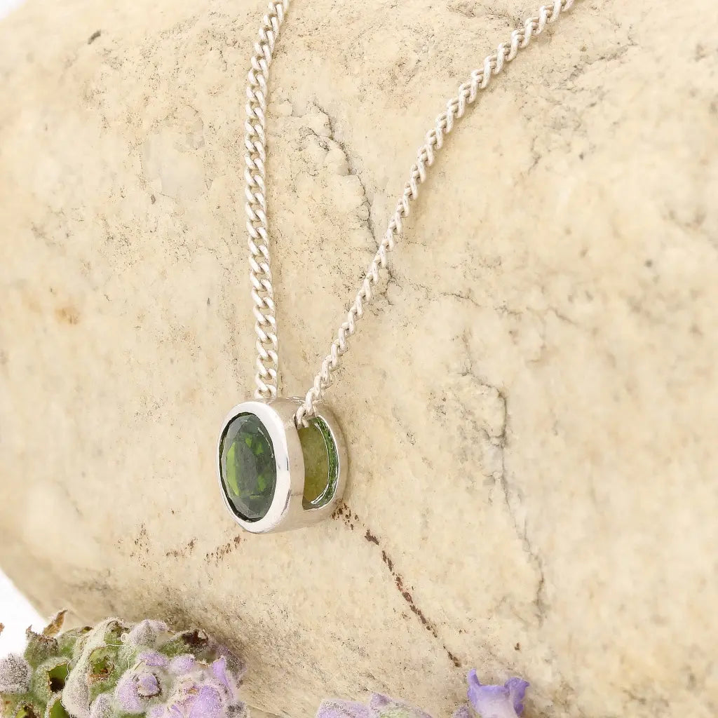Get your Chrome Diopside Green Glow Slider Necklace 6mm online now or in store at Forever Gems in Franschhoek, South Africa