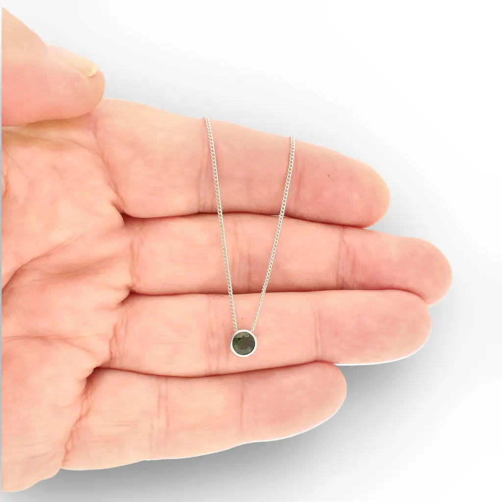 Get your Chrome Diopside Green Glow Slider Necklace 6mm online now or in store at Forever Gems in Franschhoek, South Africa