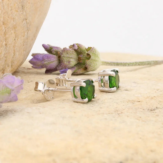 Get your Chrome Diopside Forest Glow Stud Earrings 5mm online now or in store at Forever Gems in Franschhoek, South Africa