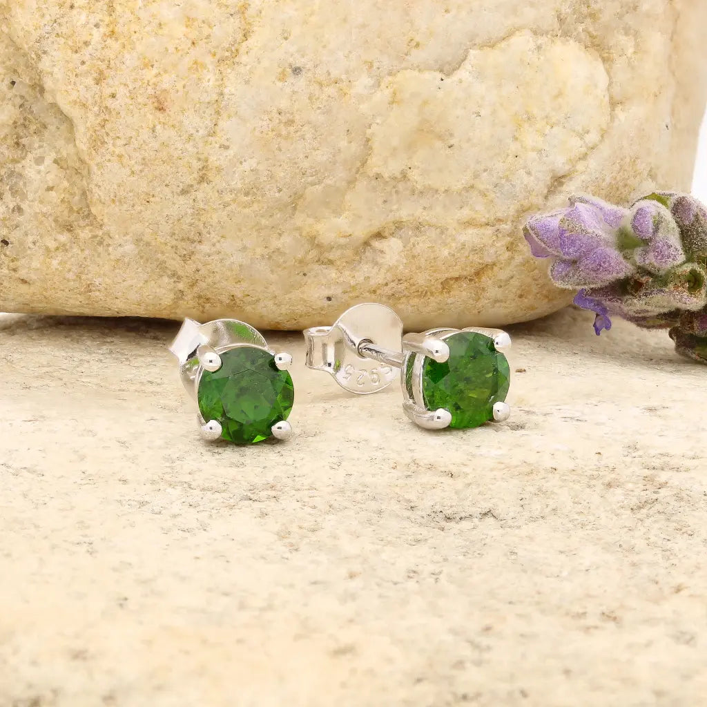 Get your Chrome Diopside Forest Glow Stud Earrings 5mm online now or in store at Forever Gems in Franschhoek, South Africa