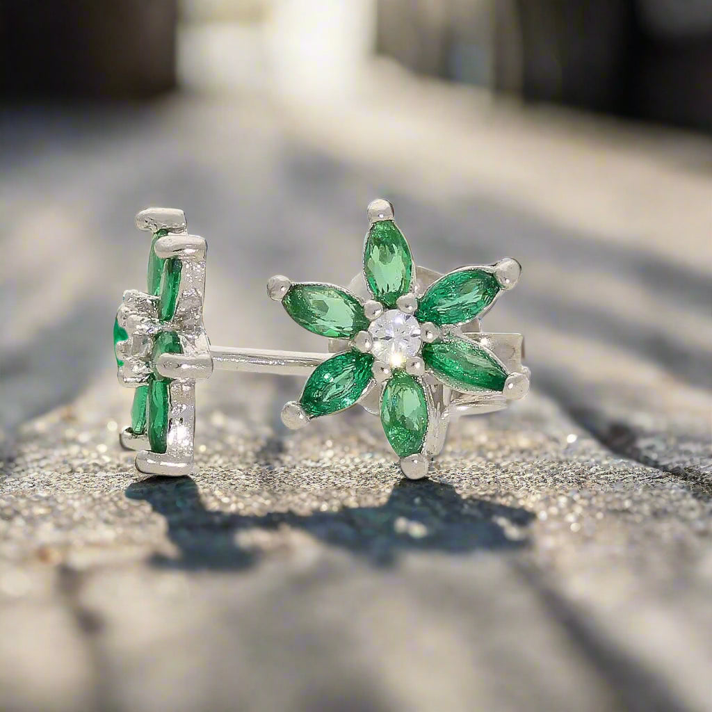 Buy your Emerald Bloom Delight: CZ Silver Studs online now or in store at Forever Gems in Franschhoek, South Africa