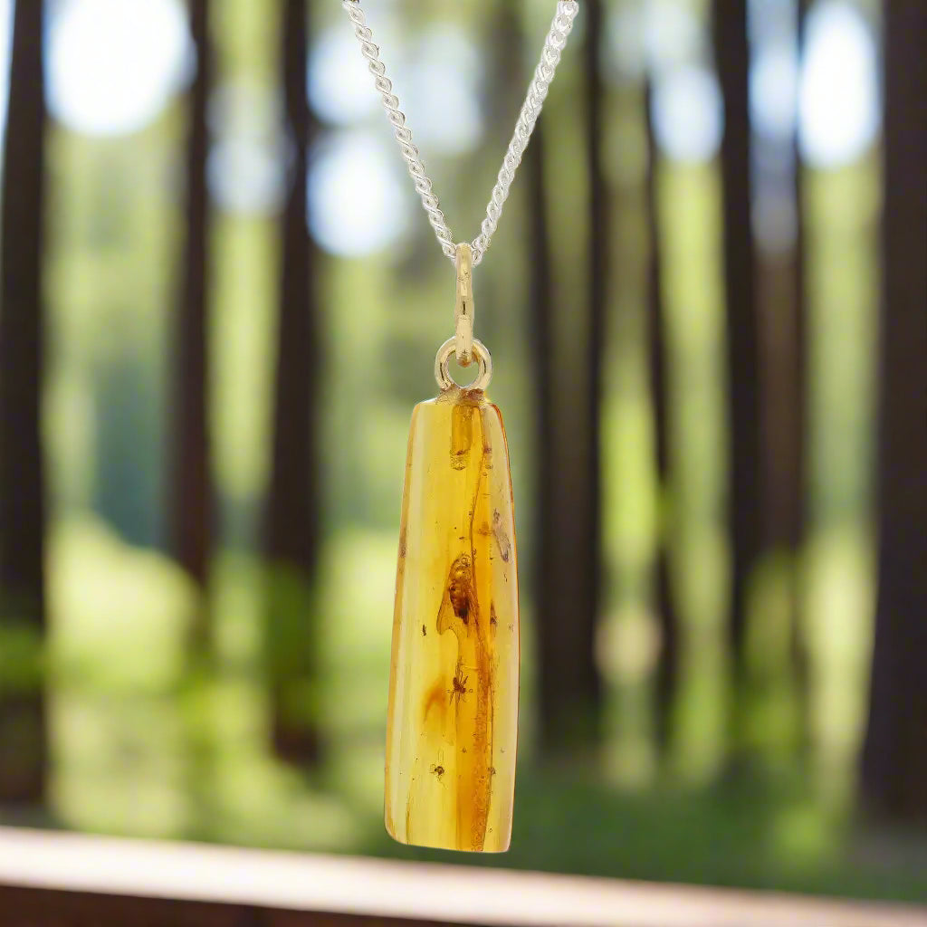 Get your Genuine Baltic Amber Necklace with Insects - Sterling Silver 45cm online now or in store at Forever Gems in Franschhoek, South Africa