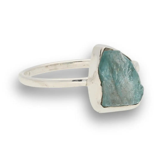 Rough Aquamarine Sterling Silver Ring - Ocean Whisper