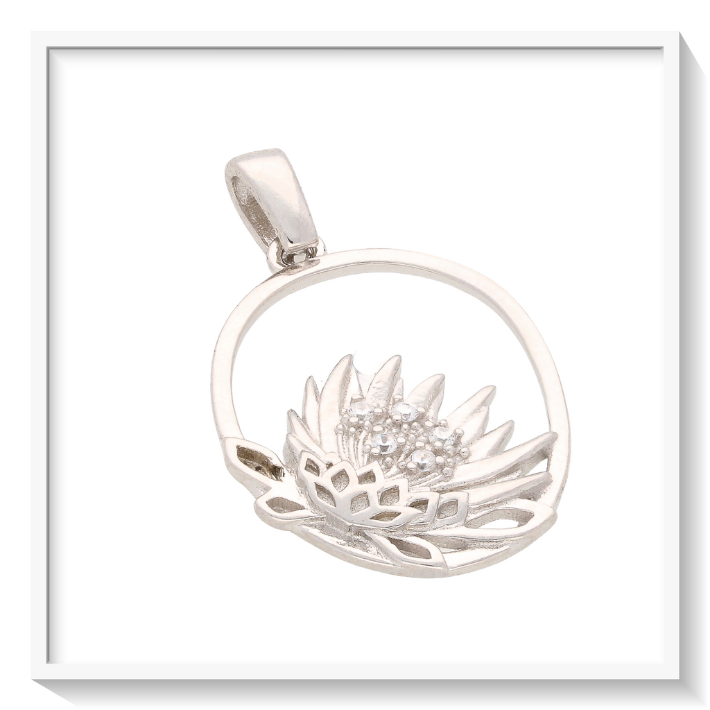 Buy your Silver Oval Protea Necklace online now or in store at Forever Gems in Franschhoek, South Africa