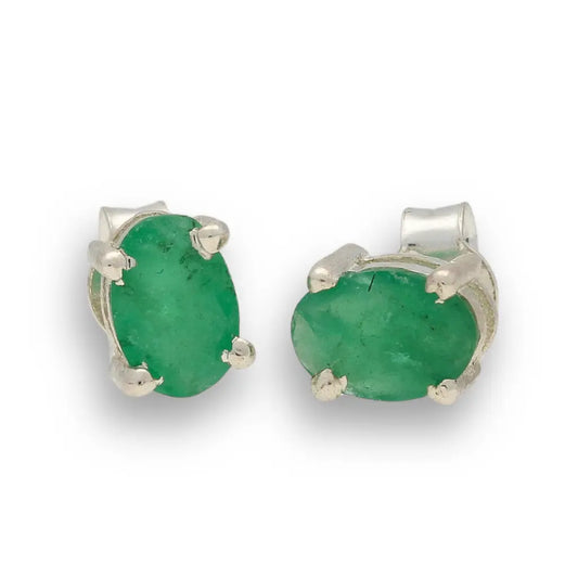Buy your Natural Emerald Sterling Silver Stud Earrings - Timeless Radiance online now or in store at Forever Gems in Franschhoek, South Africa