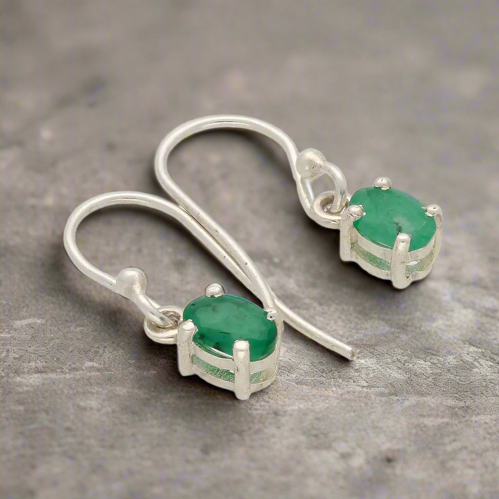 Buy your Natural Emerald Sterling Silver Dangle Earrings - Verdant Grace online now or in store at Forever Gems in Franschhoek, South Africa