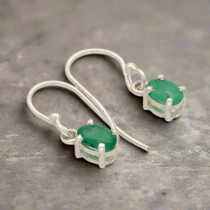 Buy your Natural Emerald Sterling Silver Dangle Earrings - Verdant Grace online now or in store at Forever Gems in Franschhoek, South Africa