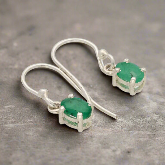 Buy your Natural Emerald Sterling Silver Dangle Earrings - Verdant Grace online now or in store at Forever Gems in Franschhoek, South Africa