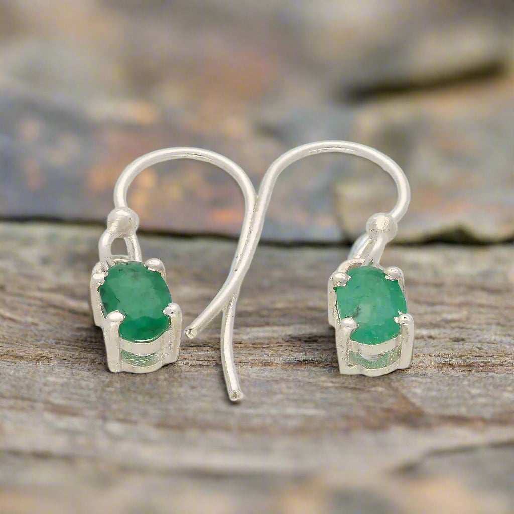 Buy your Natural Emerald Sterling Silver Dangle Earrings - Verdant Grace online now or in store at Forever Gems in Franschhoek, South Africa