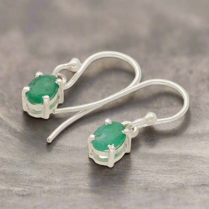 Buy your Natural Emerald Sterling Silver Dangle Earrings - Verdant Grace online now or in store at Forever Gems in Franschhoek, South Africa