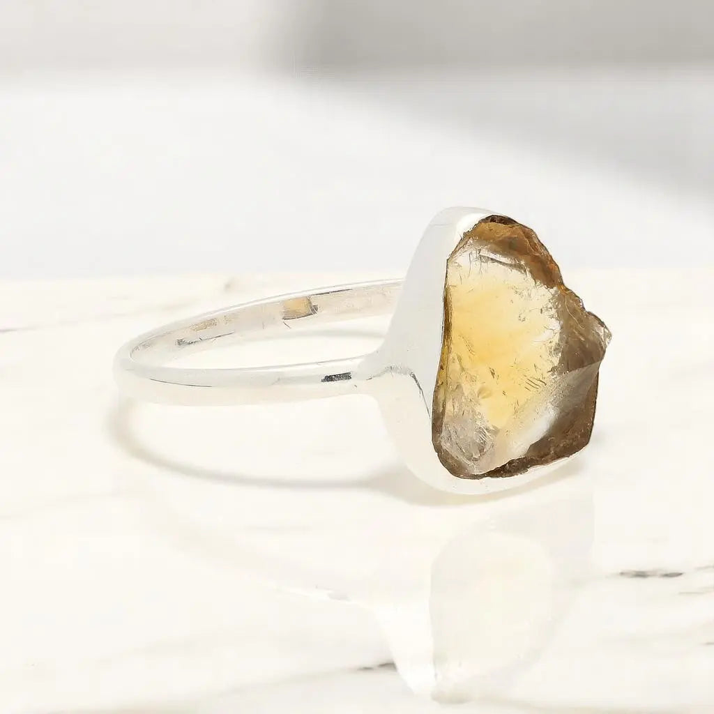 Buy your Rough Citrine Sterling Silver Ring - Golden Glow online now or in store at Forever Gems in Franschhoek, South Africa