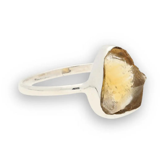 Buy your Rough Citrine Sterling Silver Ring - Golden Glow online now or in store at Forever Gems in Franschhoek, South Africa