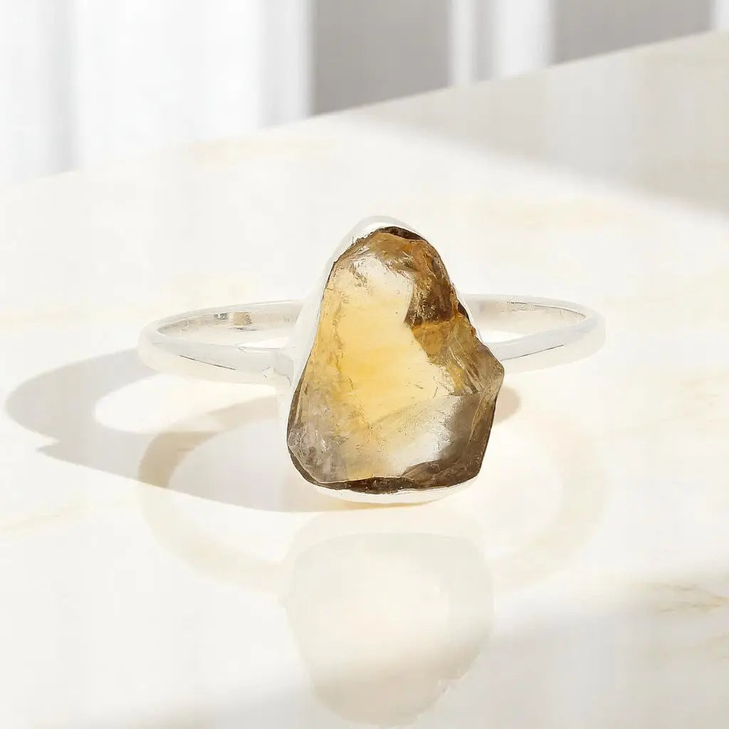 Buy your Rough Citrine Sterling Silver Ring - Golden Glow online now or in store at Forever Gems in Franschhoek, South Africa