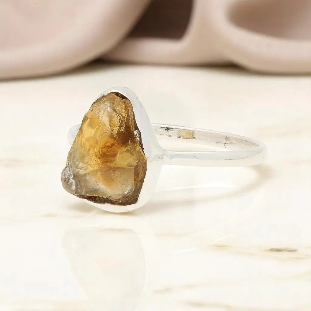 Buy your Rough Citrine Sterling Silver Ring - Golden Glow online now or in store at Forever Gems in Franschhoek, South Africa