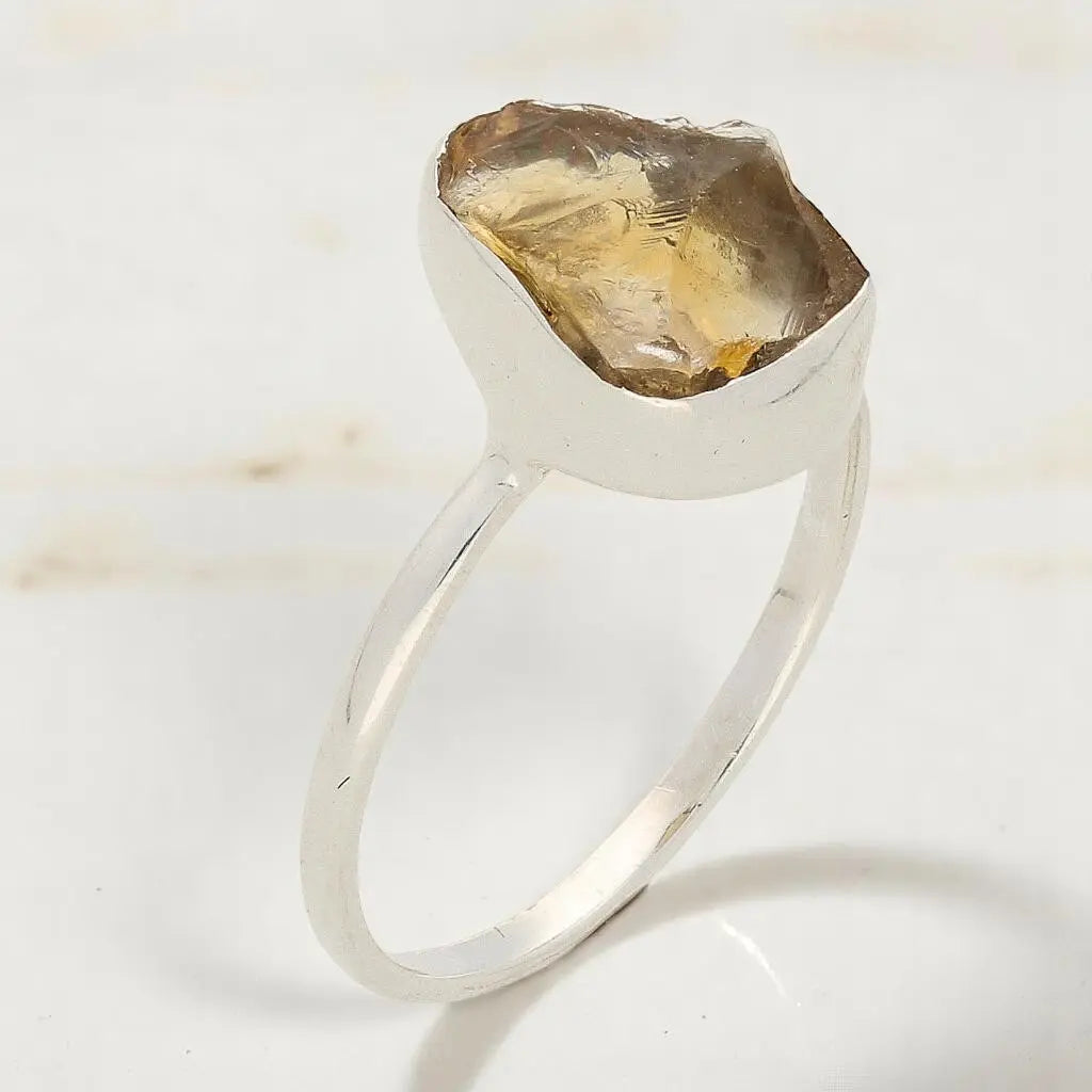 Buy your Rough Citrine Sterling Silver Ring - Golden Glow online now or in store at Forever Gems in Franschhoek, South Africa