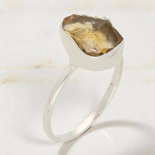 Buy your Rough Citrine Sterling Silver Ring - Golden Glow online now or in store at Forever Gems in Franschhoek, South Africa