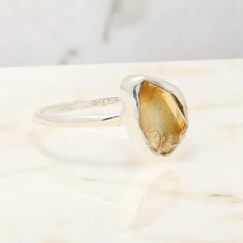 Buy your Rough Citrine Sterling Silver Ring - Golden Glow online now or in store at Forever Gems in Franschhoek, South Africa
