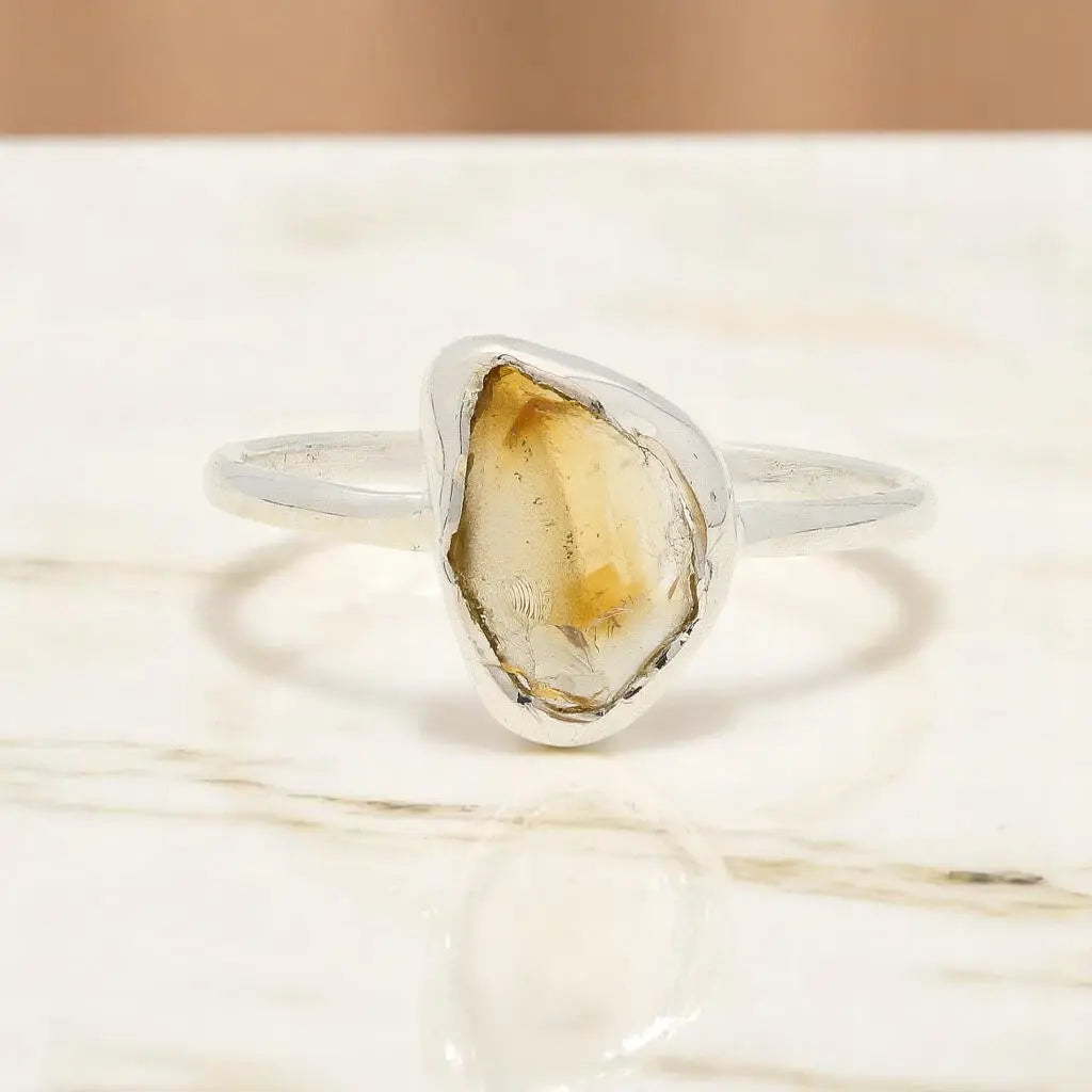 Buy your Rough Citrine Sterling Silver Ring - Golden Glow online now or in store at Forever Gems in Franschhoek, South Africa