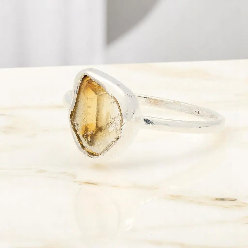 Buy your Rough Citrine Sterling Silver Ring - Golden Glow online now or in store at Forever Gems in Franschhoek, South Africa
