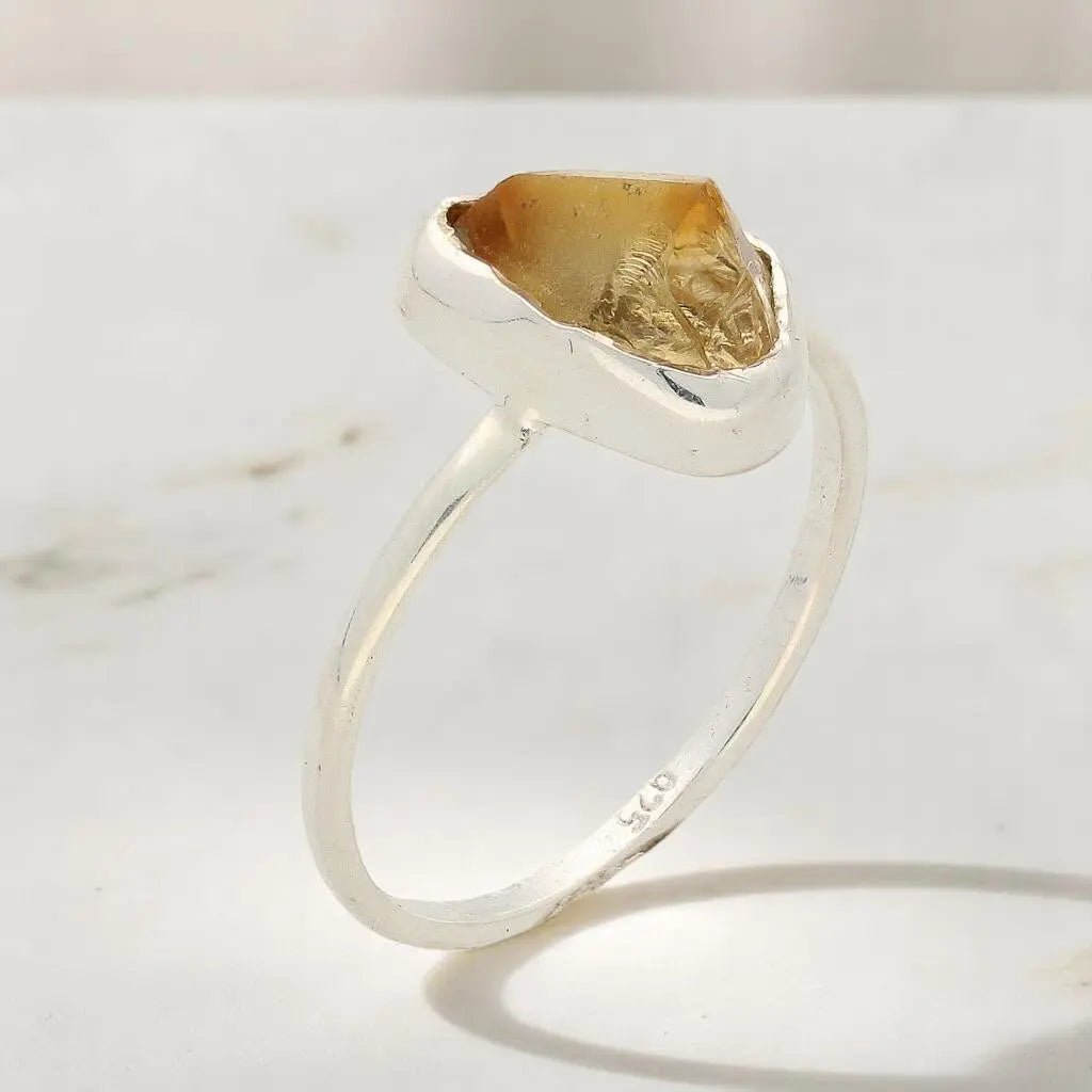 Buy your Rough Citrine Sterling Silver Ring - Golden Glow online now or in store at Forever Gems in Franschhoek, South Africa