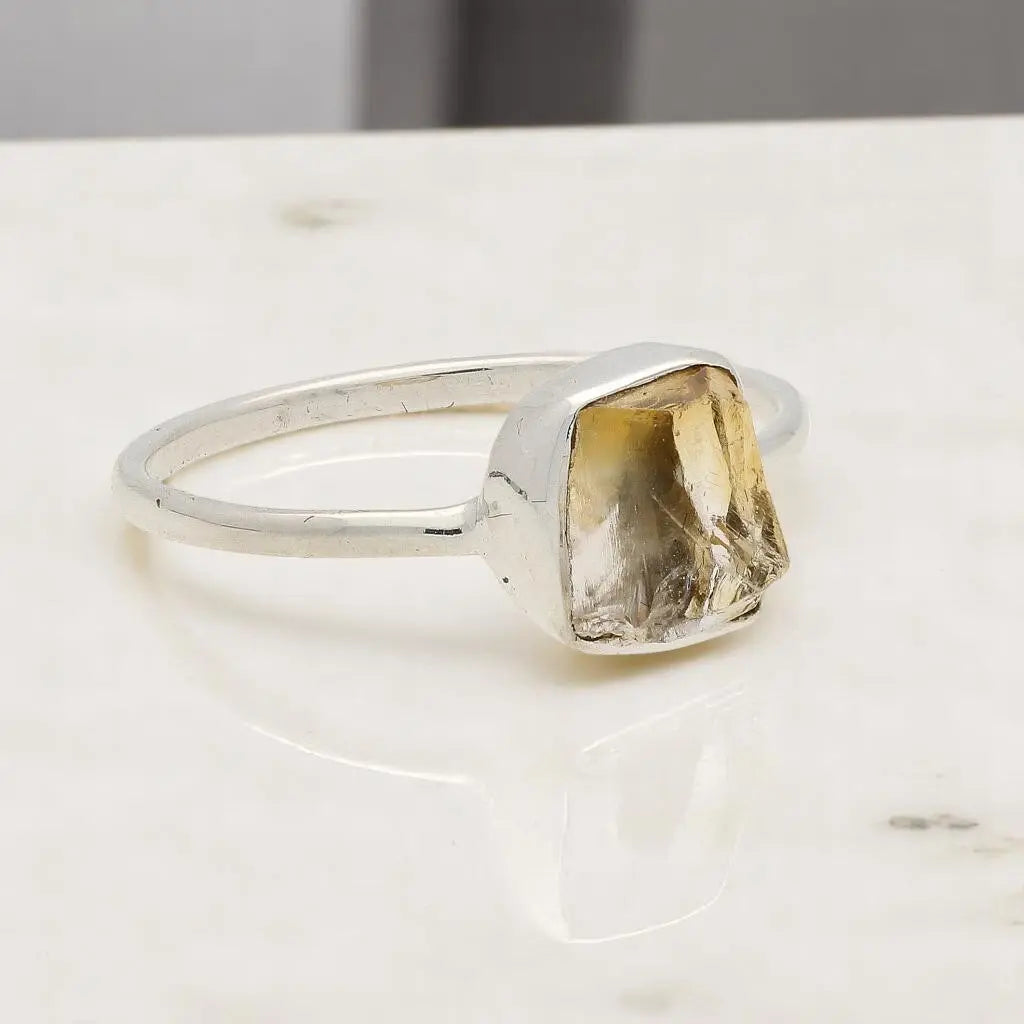 Buy your Rough Citrine Sterling Silver Ring - Golden Glow online now or in store at Forever Gems in Franschhoek, South Africa