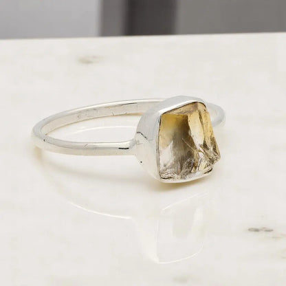 Buy your Rough Citrine Sterling Silver Ring - Golden Glow online now or in store at Forever Gems in Franschhoek, South Africa