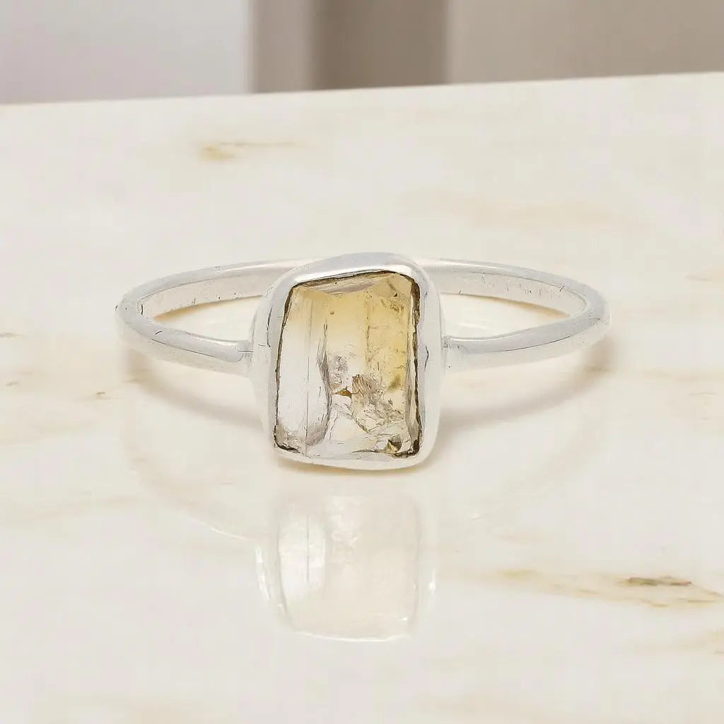 Buy your Rough Citrine Sterling Silver Ring - Golden Glow online now or in store at Forever Gems in Franschhoek, South Africa
