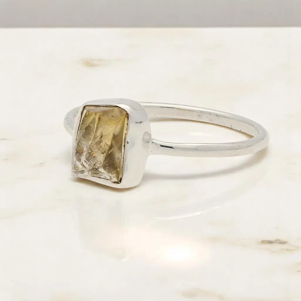 Buy your Rough Citrine Sterling Silver Ring - Golden Glow online now or in store at Forever Gems in Franschhoek, South Africa